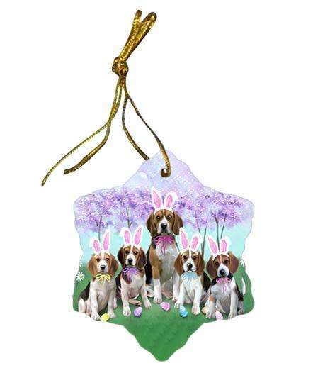 Beagles Dog Easter Holiday Star Porcelain Ornament SPOR49122