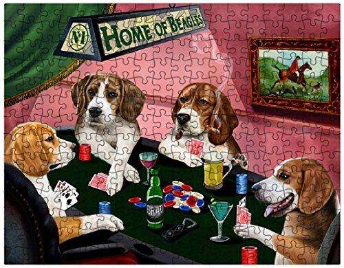 Beagles Dogs Playing Poker 500 Pc. Puzzle with Photo Tin