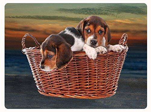 Beagles in Basket Tempered Cutting Board