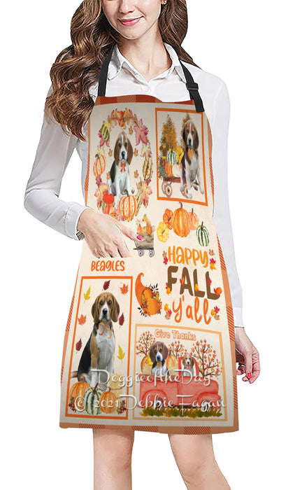 Happy Fall Y'all Pumpkin Beagle Dogs Cooking Kitchen Adjustable Apron Apron49179
