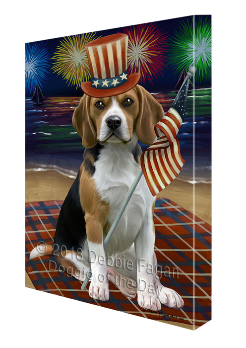 4th of July Independence Day Firework Beagle Dog Canvas Wall Art CVS53571