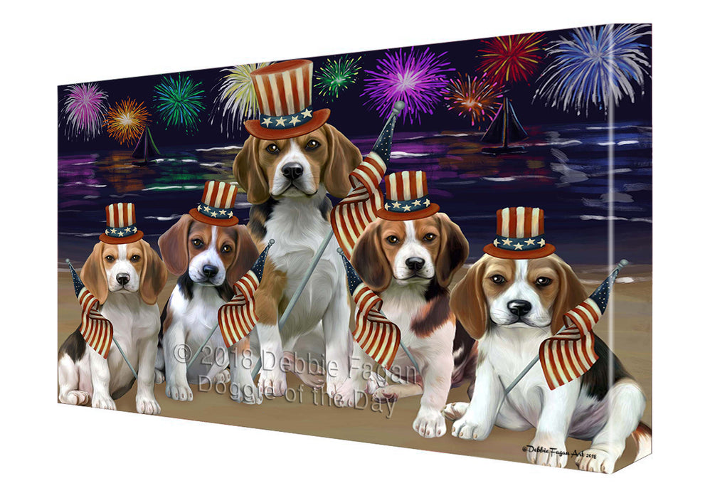4th of July Independence Day Firework Beagles Dog Canvas Wall Art CVS53580