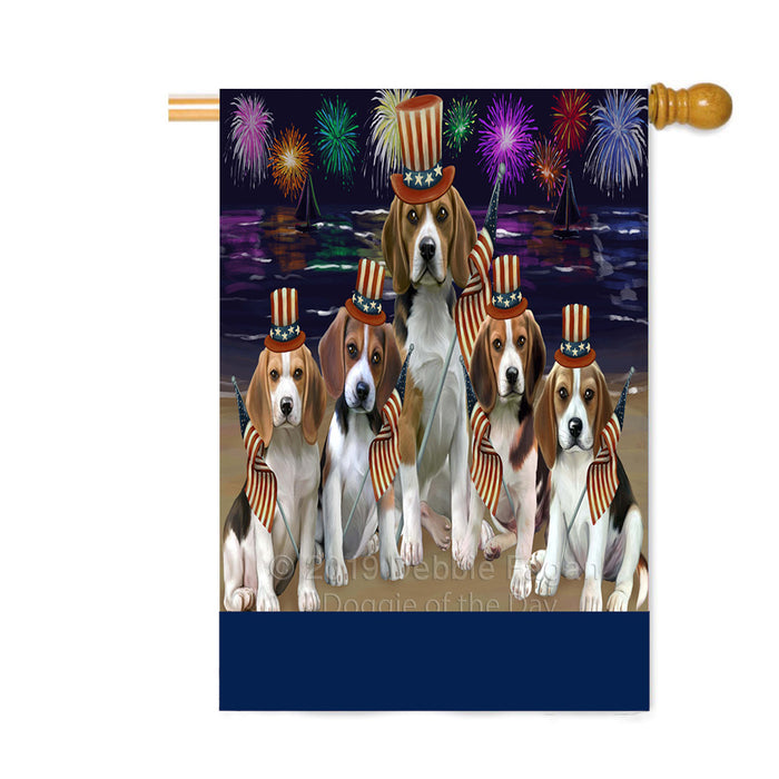 Personalized 4th of July Firework Beagle Dogs Custom House Flag FLG-DOTD-A57821