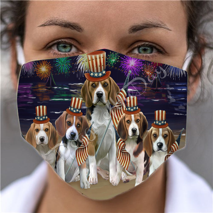 4th of July Independence Day Beagle Dogs Face Mask FM49374