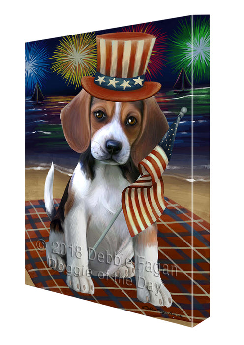 4th of July Independence Day Firework Beagle Dog Canvas Wall Art CVS53589