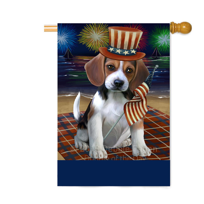 Personalized 4th of July Firework Beagle Dog Custom House Flag FLG-DOTD-A57822