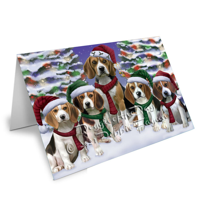 Christmas Family Portrait Beagle Dog Handmade Artwork Assorted Pets Greeting Cards and Note Cards with Envelopes for All Occasions and Holiday Seasons