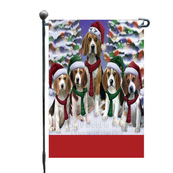 Personalized Christmas Happy Holidays Beagle Dogs Family Portraits Custom Garden Flags GFLG-DOTD-A59089