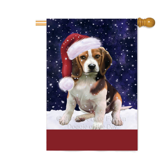 Personalized Let It Snow Happy Holidays Beagle Dog Custom House Flag FLG-DOTD-A62306