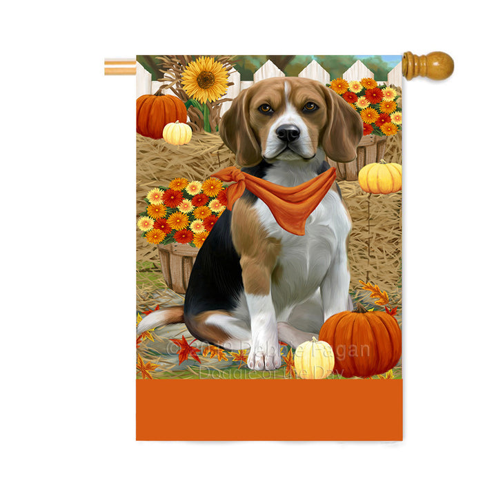 Personalized Fall Autumn Greeting Beagle Dog with Pumpkins Custom House Flag FLG-DOTD-A61849