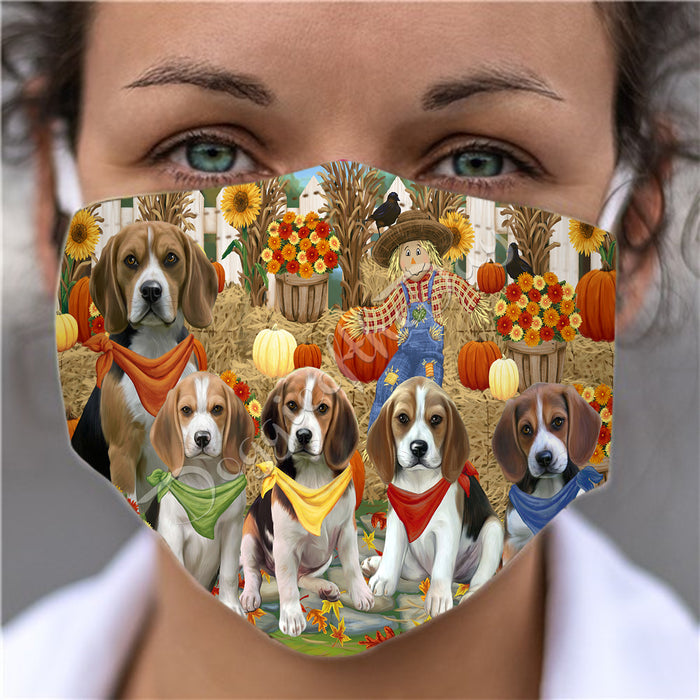 Fall Festive Harvest Time Gathering  Beagle Dogs Face Mask FM48506