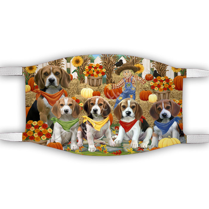 Fall Festive Harvest Time Gathering  Beagle Dogs Face Mask FM48506