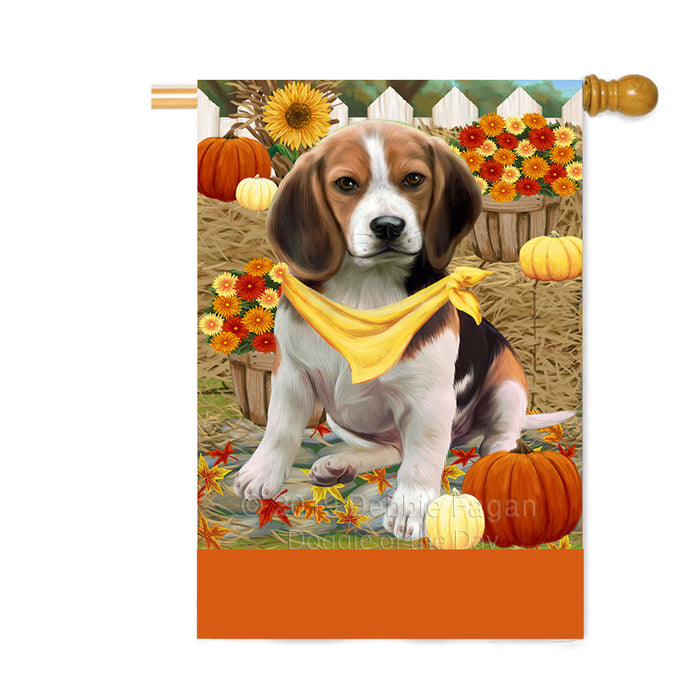 Personalized Fall Autumn Greeting Beagle Dog with Pumpkins Custom House Flag FLG-DOTD-A61851