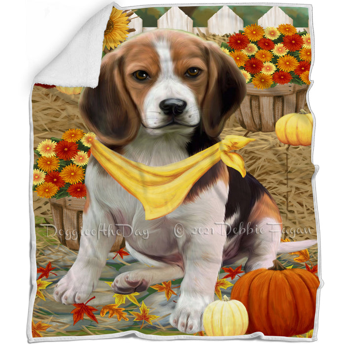 Fall Autumn Greeting Beagle Dog with Pumpkins Blanket BLNKT72219
