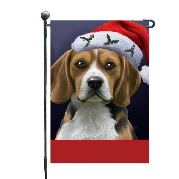 Personalized Christmas Holidays Beagle Dog Wearing Santa Hat Portrait Head Custom Garden Flags GFLG-DOTD-A59799