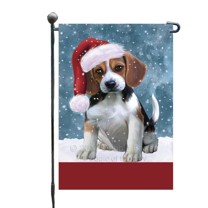 Personalized Let It Snow Happy Holidays Beagle Dog Custom Garden Flags GFLG-DOTD-A62251