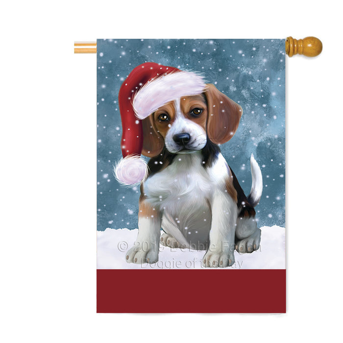 Personalized Let It Snow Happy Holidays Beagle Dog Custom House Flag FLG-DOTD-A62307