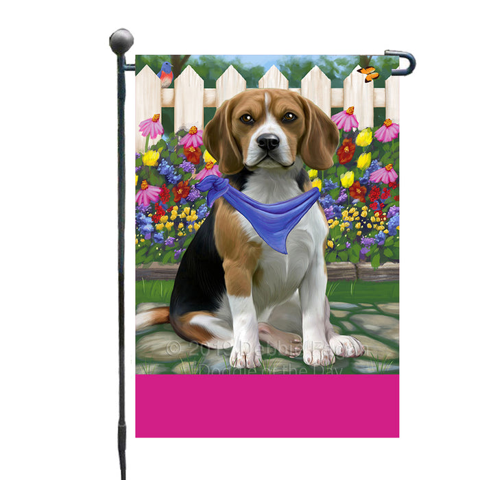 Personalized Spring Floral Beagle Dog Custom Garden Flags GFLG-DOTD-A62736