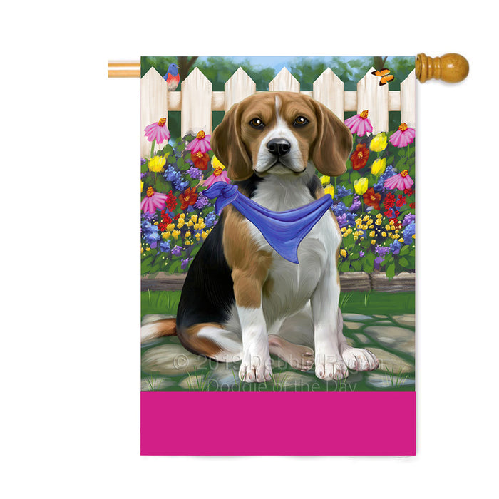 Personalized Spring Floral Beagle Dog Custom House Flag FLG-DOTD-A62792