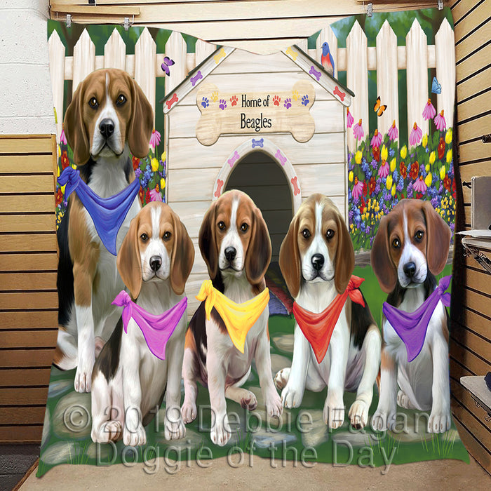Spring Dog House Beagle Dogs Quilt