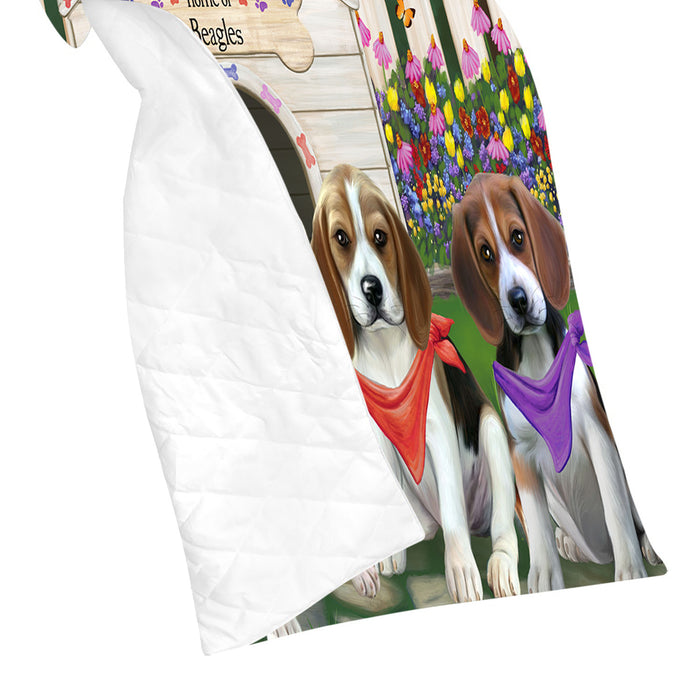 Spring Dog House Beagle Dogs Quilt