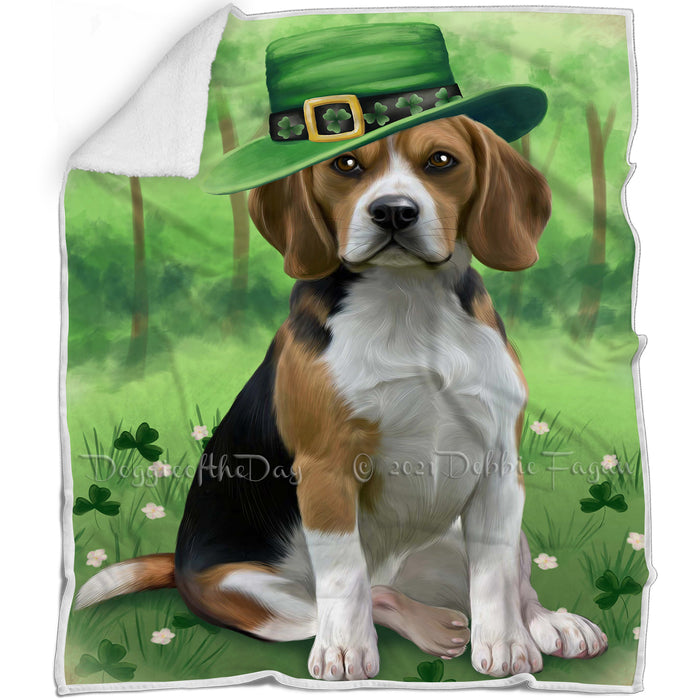 St. Patricks Day Irish Portrait Beagle Dog Blanket BLNKT58296