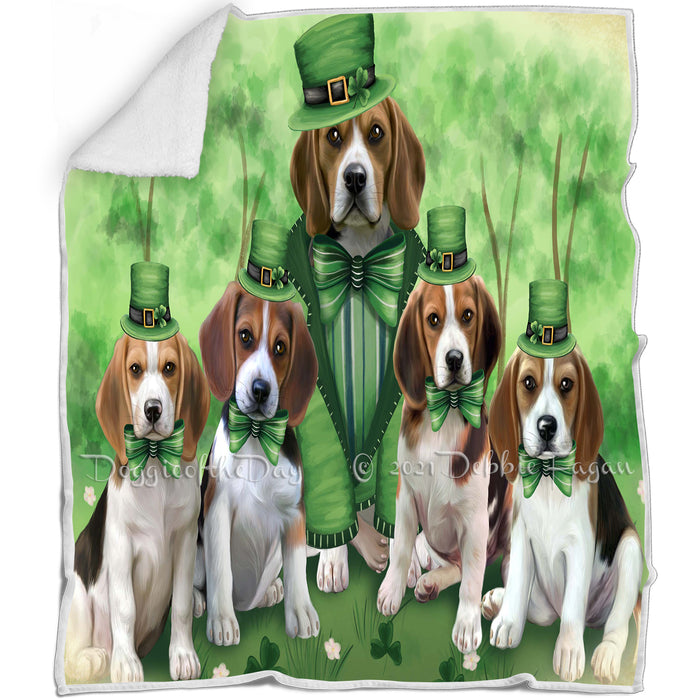 St. Patricks Day Irish Family Portrait Beagles Dog Blanket BLNKT58287