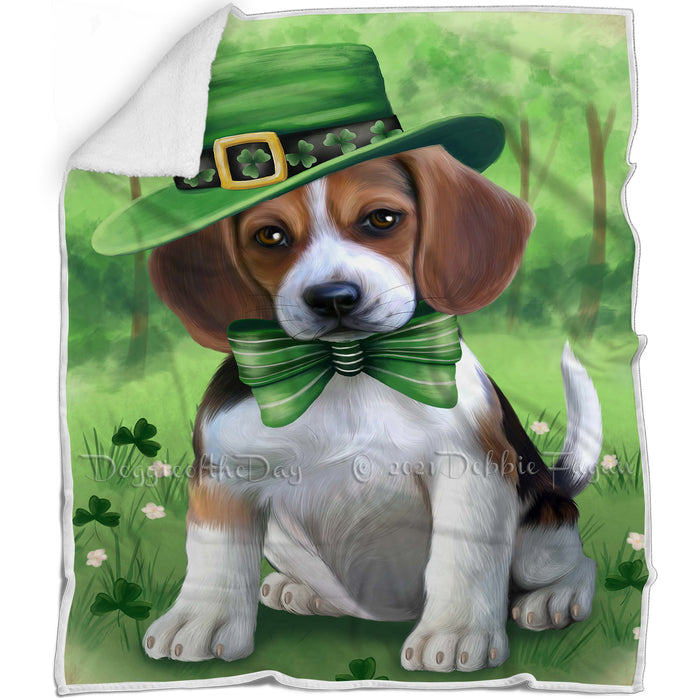 St. Patricks Day Irish Portrait Beagle Dog Blanket BLNKT58314