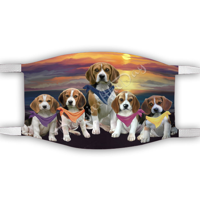 Family Sunset Beagle Dogs Face Mask FM49173