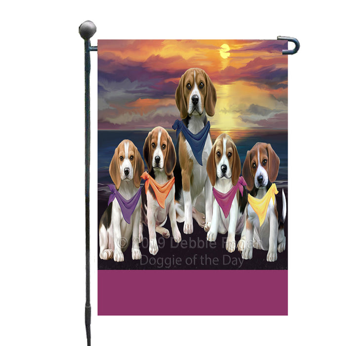 Personalized Family Sunset Portrait Beagle Dogs Custom Garden Flags GFLG-DOTD-A60572