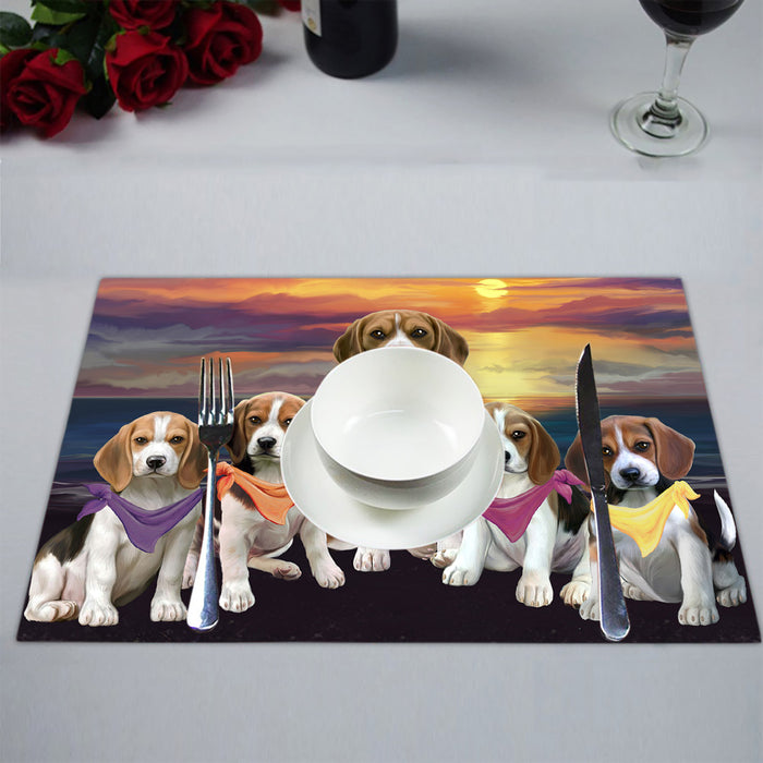 Family Sunset Portrait Beagle Dogs Placemat