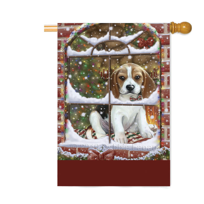 Personalized Please Come Home For Christmas Beagle Dog Sitting In Window Custom House Flag FLG-DOTD-A60178