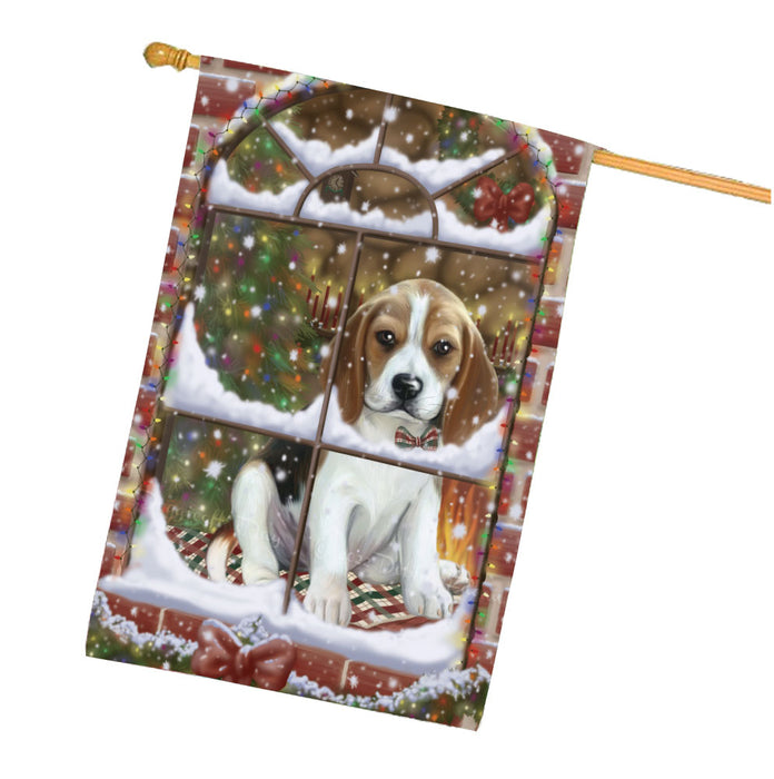 Please come Home for Christmas Beagle Dog House Flag Outdoor Decorative Double Sided Pet Portrait Weather Resistant Premium Quality Animal Printed Home Decorative Flags 100% Polyester FLG67975