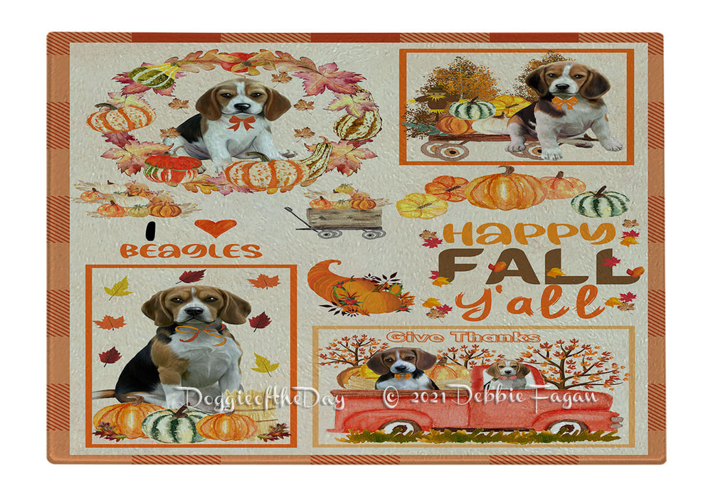 Happy Fall Y'all Pumpkin Beagle Dogs Cutting Board - Easy Grip Non-Slip Dishwasher Safe Chopping Board Vegetables C79786
