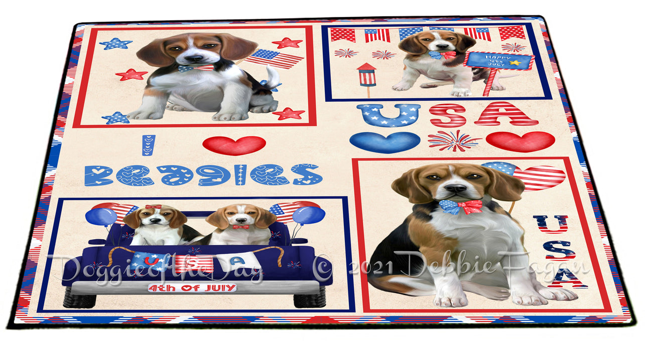 4th of July Independence Day I Love USA Beagle Dogs Floormat FLMS56110 Floormat FLMS56110
