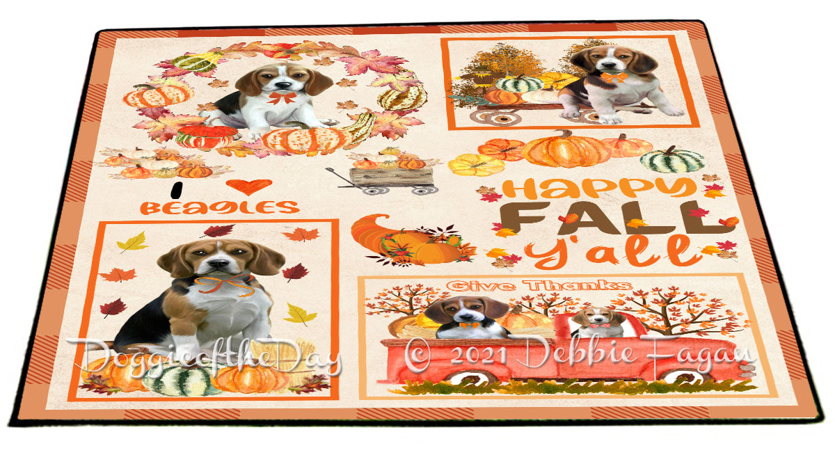 Happy Fall Y'all Pumpkin Beagle Dogs Indoor/Outdoor Welcome Floormat - Premium Quality Washable Anti-Slip Doormat Rug FLMS58537