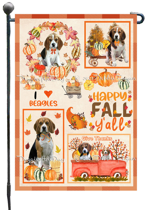 Happy Fall Y'all Pumpkin Beagle Dogs Garden Flags- Outdoor Double Sided Garden Yard Porch Lawn Spring Decorative Vertical Home Flags 12 1/2"w x 18"h