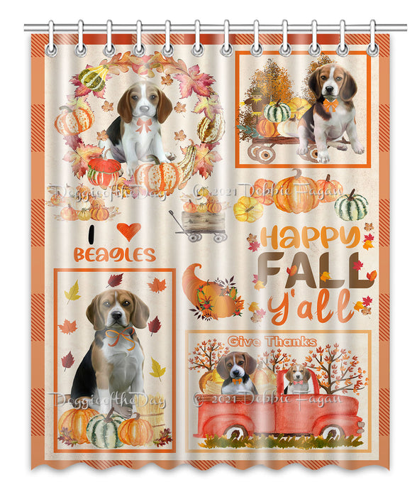 Happy Fall Y'all Pumpkin Beagle Dogs Shower Curtain Bathroom Accessories Decor Bath Tub Screens