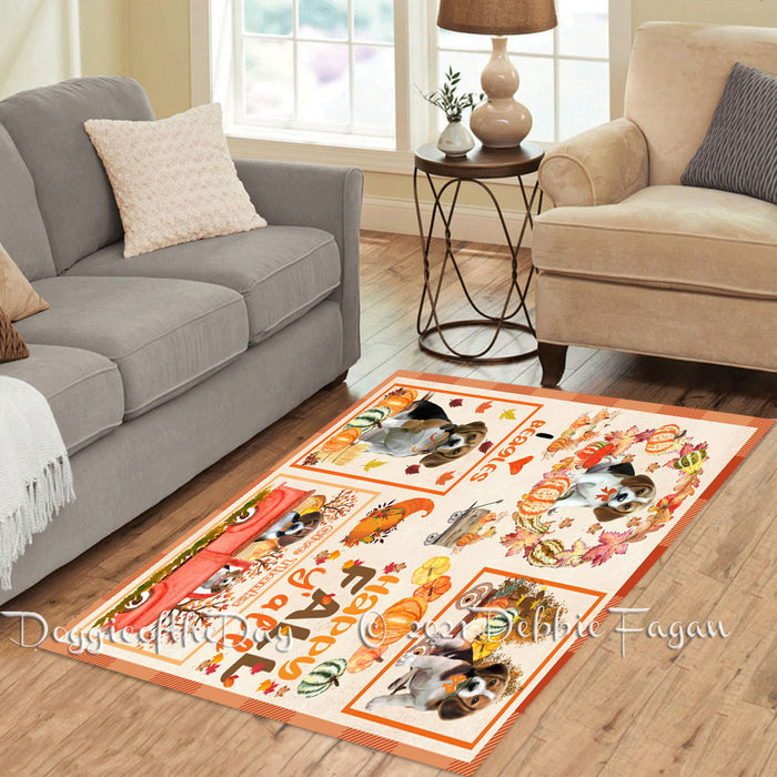 Happy Fall Y'all Pumpkin Beagle Dogs Polyester Living Room Carpet Area Rug ARUG66621