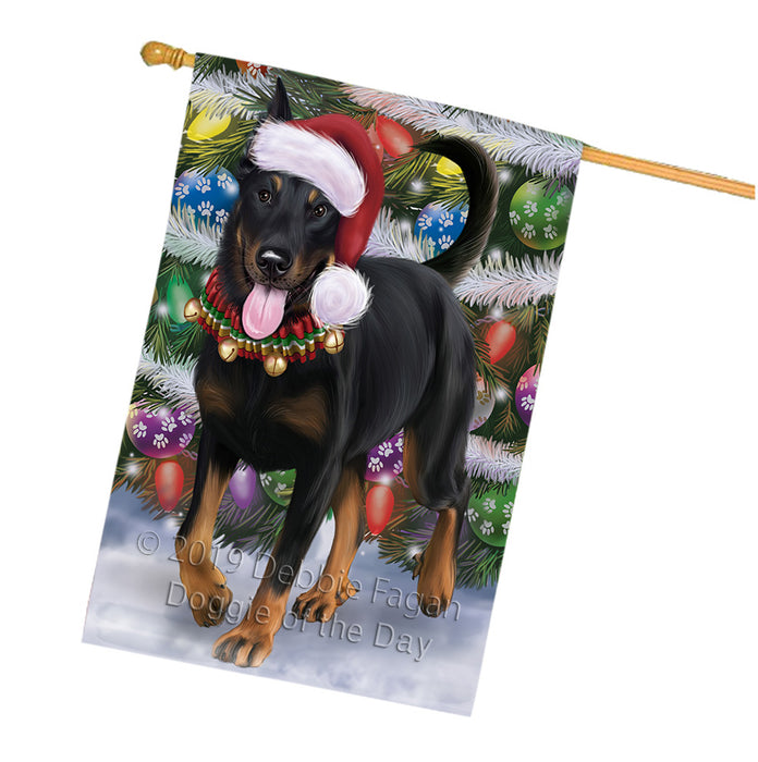 Trotting in the Snow Beauceron Dog House Flag FLG66128