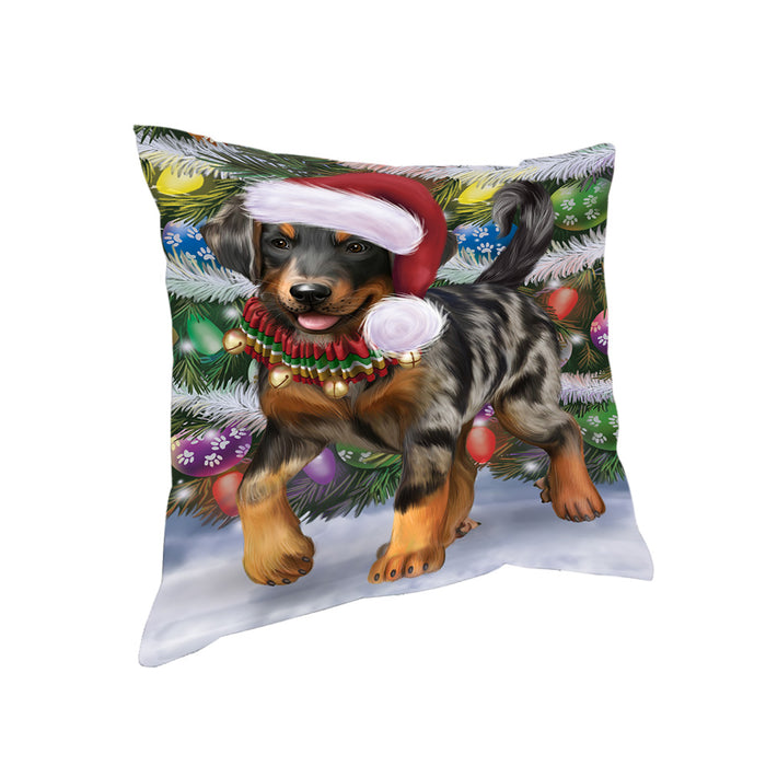 Trotting in the Snow Beauceron Dog Pillow with Top Quality High-Resolution Images - Ultra Soft Pet Pillows for Sleeping - Reversible & Comfort - Ideal Gift for Dog Lover - Cushion for Sofa Couch Bed - 100% Polyester, PILA91009