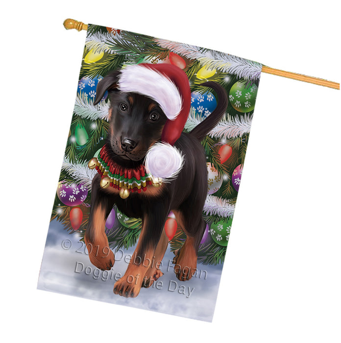 Trotting in the Snow Beauceron Dog House Flag FLG66131
