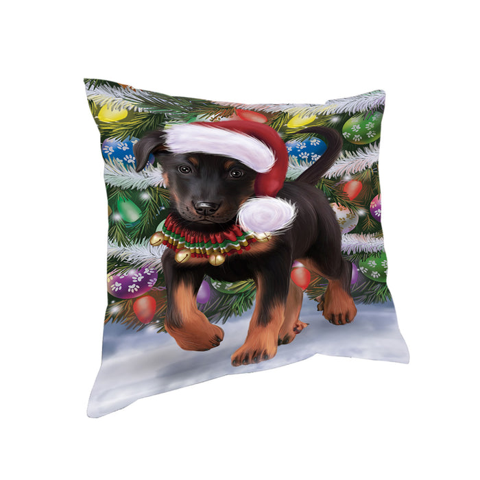 Trotting in the Snow Beauceron Dog Pillow with Top Quality High-Resolution Images - Ultra Soft Pet Pillows for Sleeping - Reversible & Comfort - Ideal Gift for Dog Lover - Cushion for Sofa Couch Bed - 100% Polyester, PILA91015