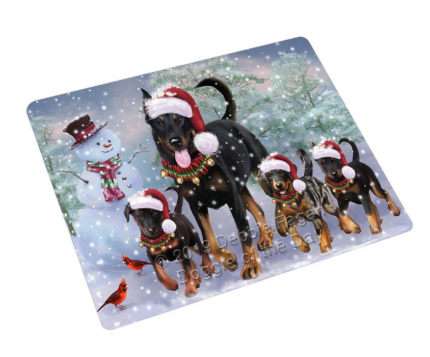 Christmas Running Family Beauceron Dogs Cutting Board - For Kitchen - Scratch & Stain Resistant - Designed To Stay In Place - Easy To Clean By Hand - Perfect for Chopping Meats, Vegetables