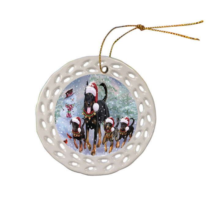 Christmas Running Family Beauceron Dogs Doily Ornament DPOR58085