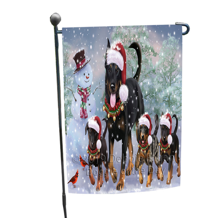 Christmas Running Family Beauceron Dogs Garden Flag GFLG66061