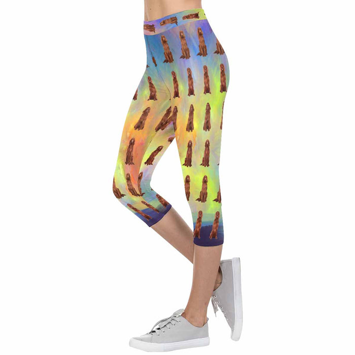 Irish Red Setter Dogs  All-Over Low Rise Capri Leggings (Model L08)