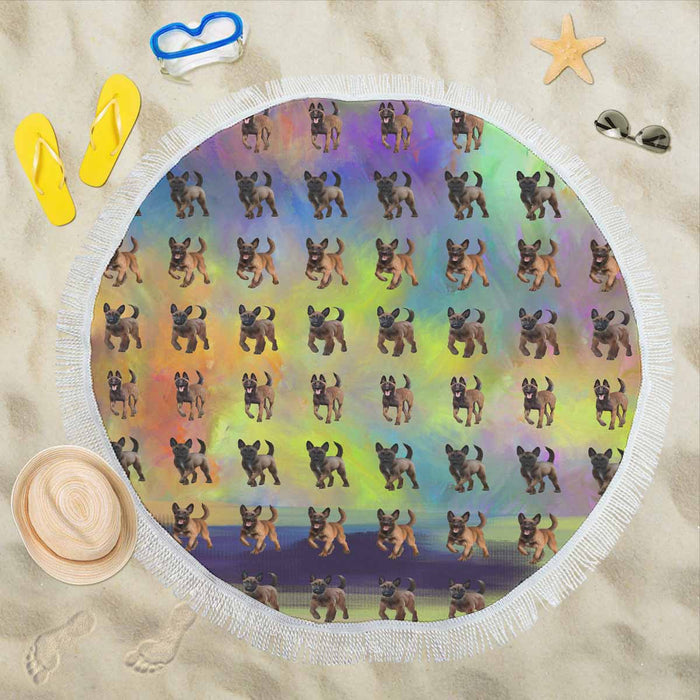 Belgian Malinois Dogs  Round Beach Mat 59’’