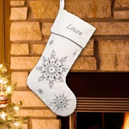 Bedazzled Silver Holiday Christmas Stocking