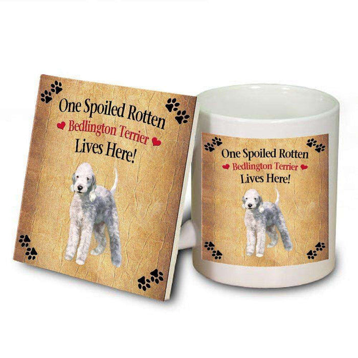 Bedlington Terrier Spoiled Rotten Dog Mug and Coaster Set